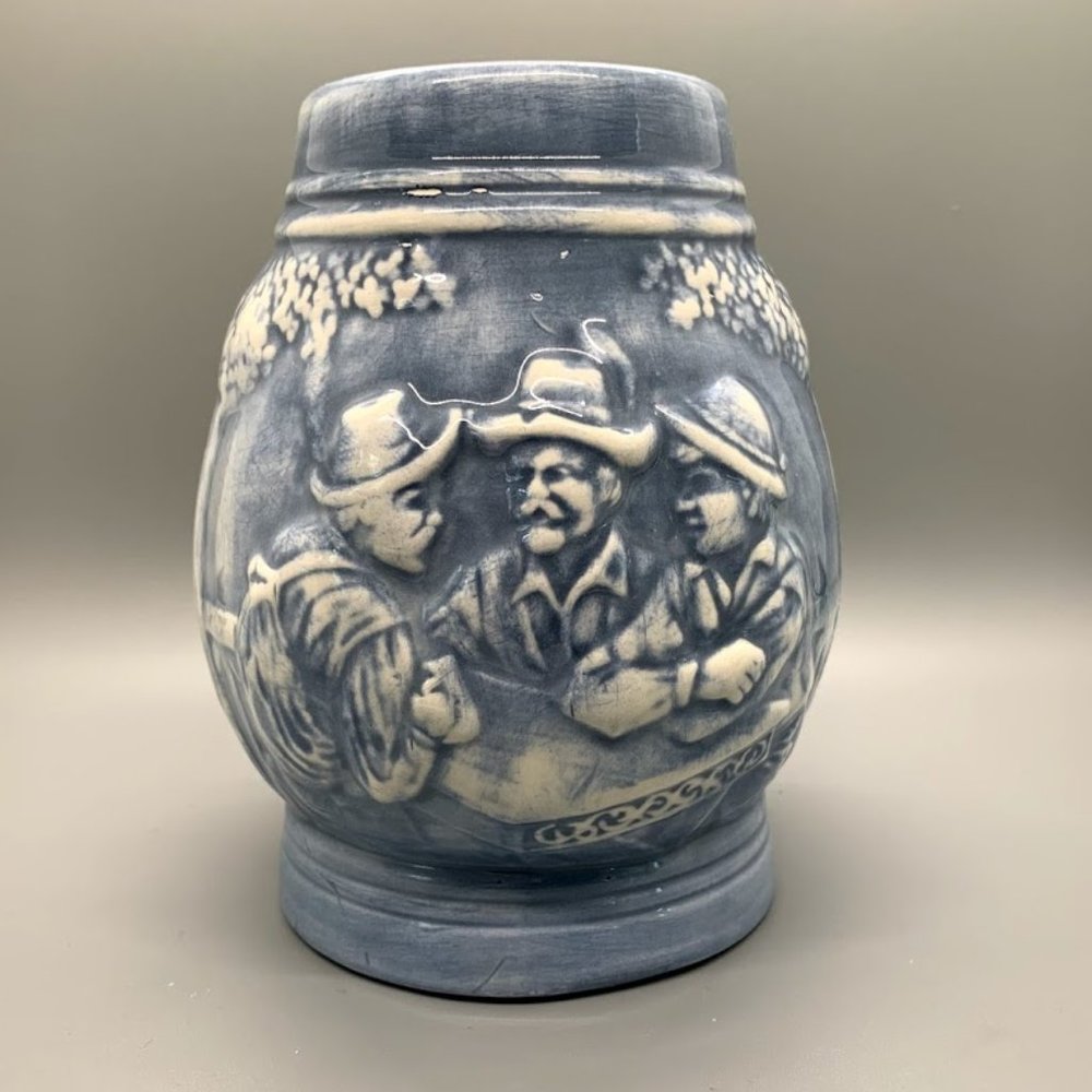 Vintage Handmade Mug With Carved Scene